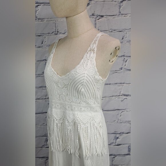 NWT Ambar Women's Summer Dress White Large Guipure Lace Midi Farm Boho Large - Picture 12 of 15